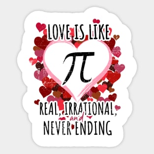 Love is Like Pi Nerdy Valentine's Day Sticker